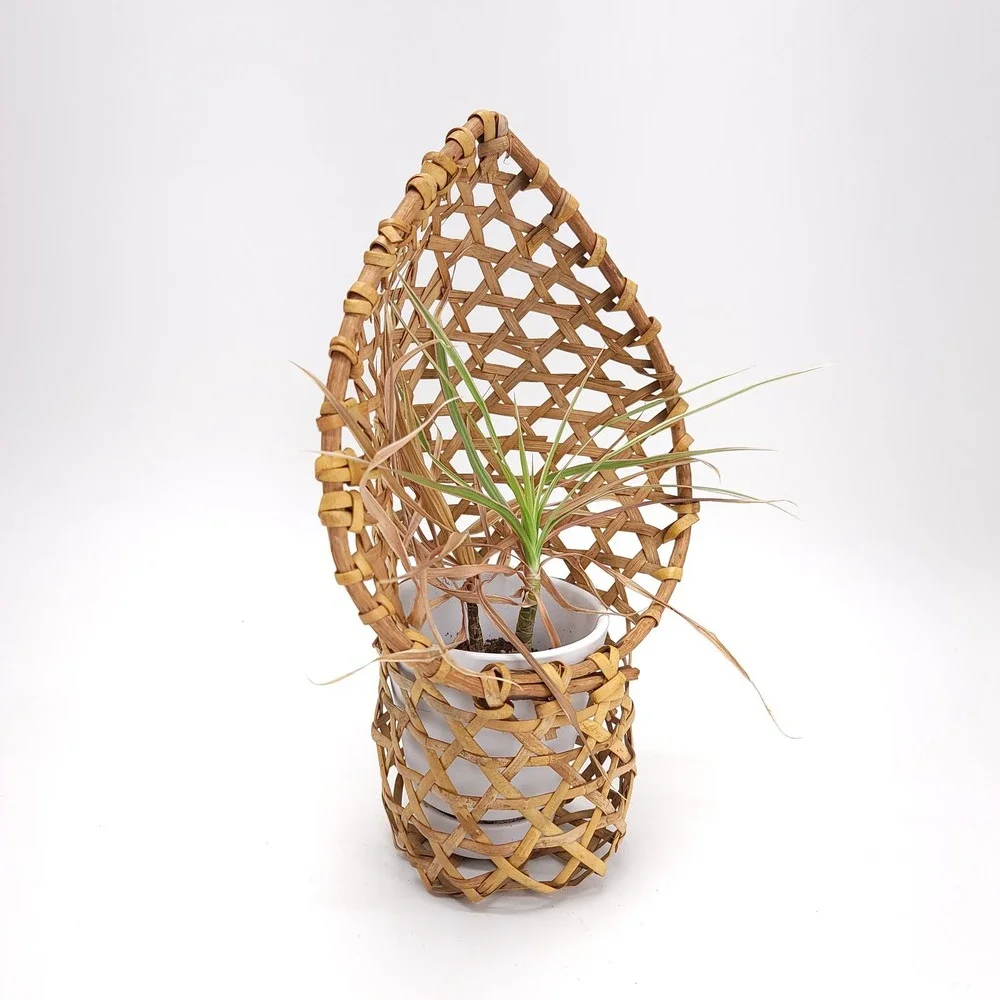 Wicker Planter Plant Stand Basket Table Top Flower Peacock Woven‎ Bamboo